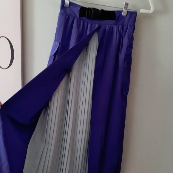 EUC Franc belted purple skirt with pleated grey accent and cargo pockets, O/S - Picture 8 of 8